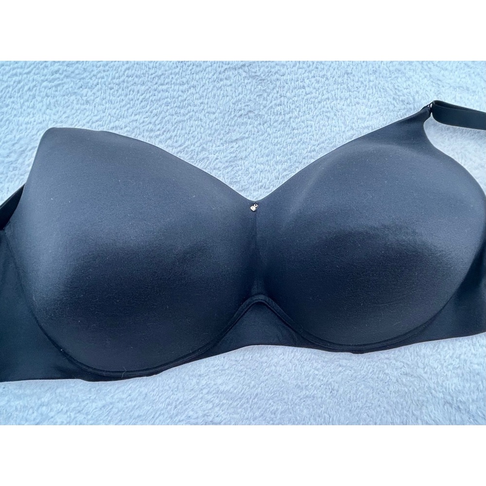 Cacique Black Lightly Lined No-Wire Bra 50DDD Wireless Full Coverage Microfiber